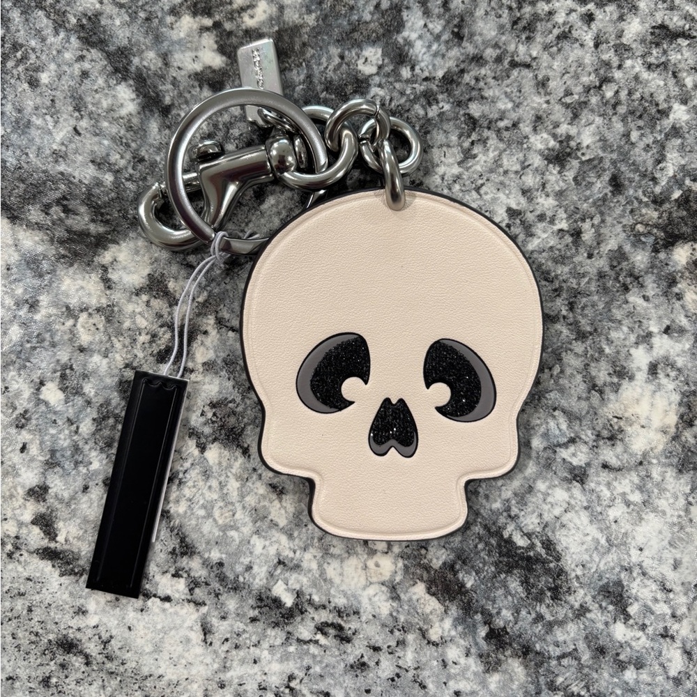 Coach Skull Keychain with Silver Hardware